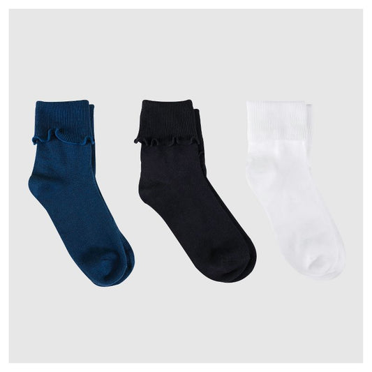 Girls' 3pk Bobby Socks - Cat & Jack™ White/Navy/Black