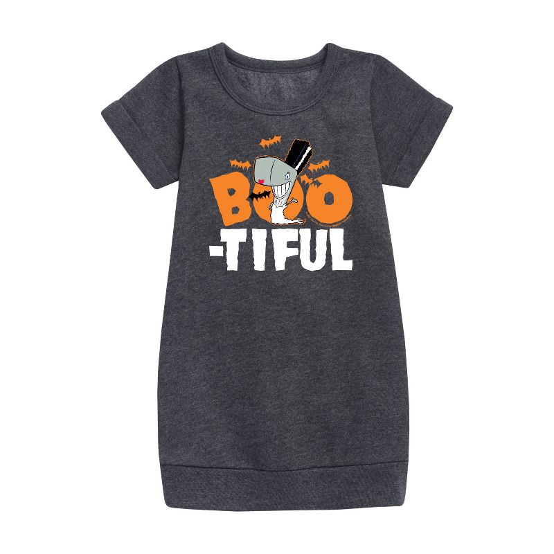 فستان صوف بأكمام قصيرة برسومات جذابة للفتيات - سبونج بوب سكوير بانتس