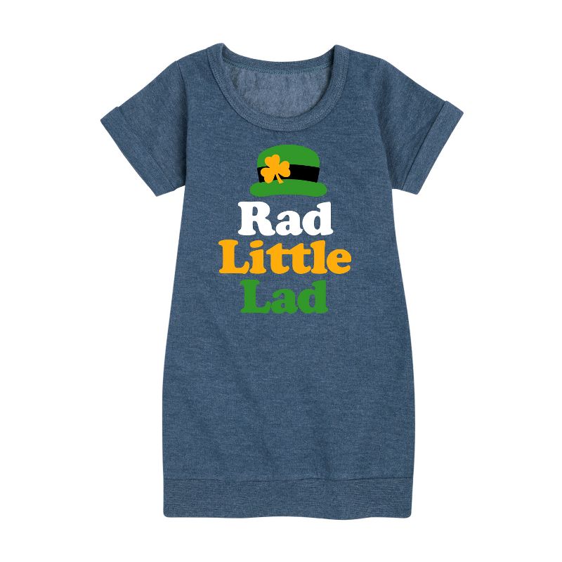 Girls' - Instant Message - St. Patrick's Day Rad Little Lad Graphic Short Sleeve Fleece Dress