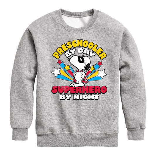 Boys' - Peanuts - Preschooler By Day Graphic Long Sleeve Fleece Sweatshirt