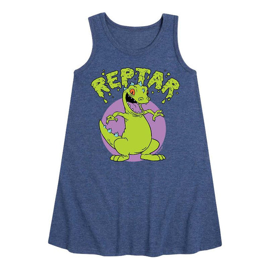 Girls' - Rugrats - Reptar Slime Graphic Sleeveless Aline Dress