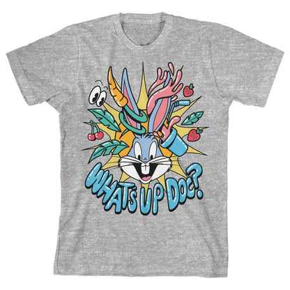 تي شيرت جرافيكي للأولاد الصغار برسومات شخصية باغز باني من لوني تونز باللون الرمادي الفاتح