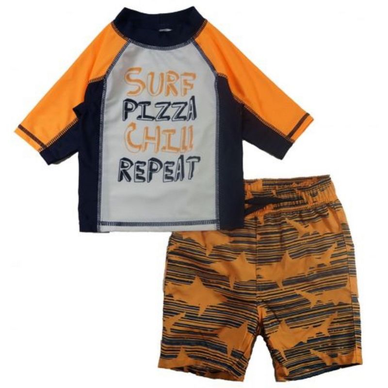 PS من Aeropostale طقم سباحة Rashguard للأولاد الصغار المكون من قطعتين