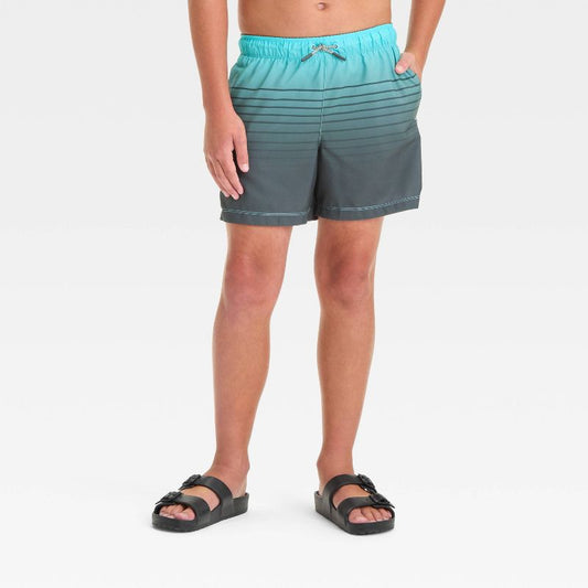 Boys' Ombre Striped Swim Shorts - art class™ Aqua Blue