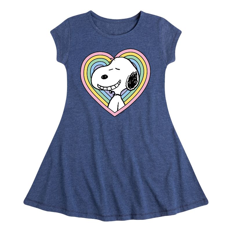 فستان سنوبي هارت فيت آند فلاير بأكمام قصيرة للبنات - بينتس