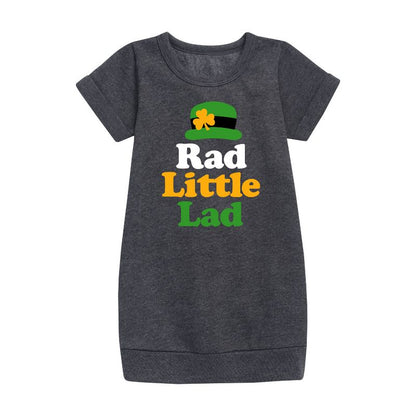 Girls' - Instant Message - St. Patrick's Day Rad Little Lad Graphic Short Sleeve Fleece Dress