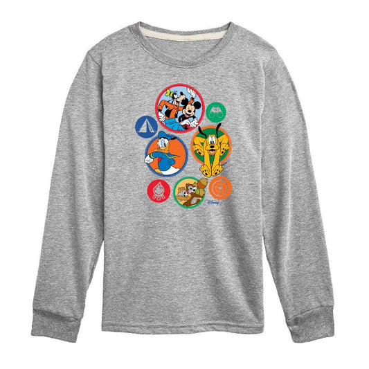 Boys' - Disney - Mickey & Crew Camping Badges Long Sleeve Graphic T-Shirt