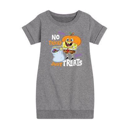 Girls' - SpongeBob SquarePants - No Tricks Just Treats Graphic Short Sleeve Fleece Dress
