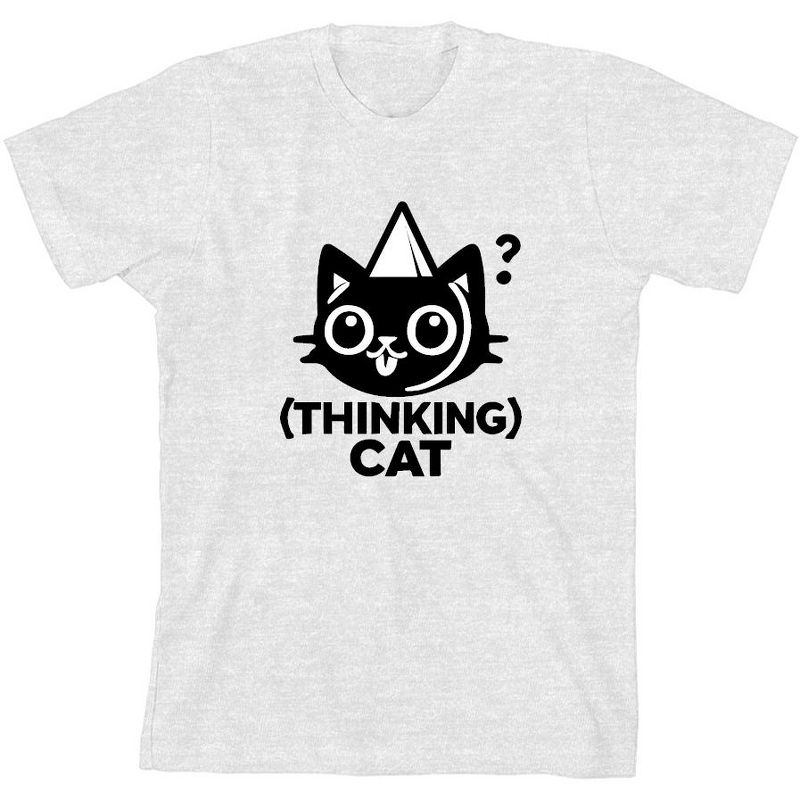 تي شيرت Thinking Cat للشباب برقبة دائرية وأكمام قصيرة