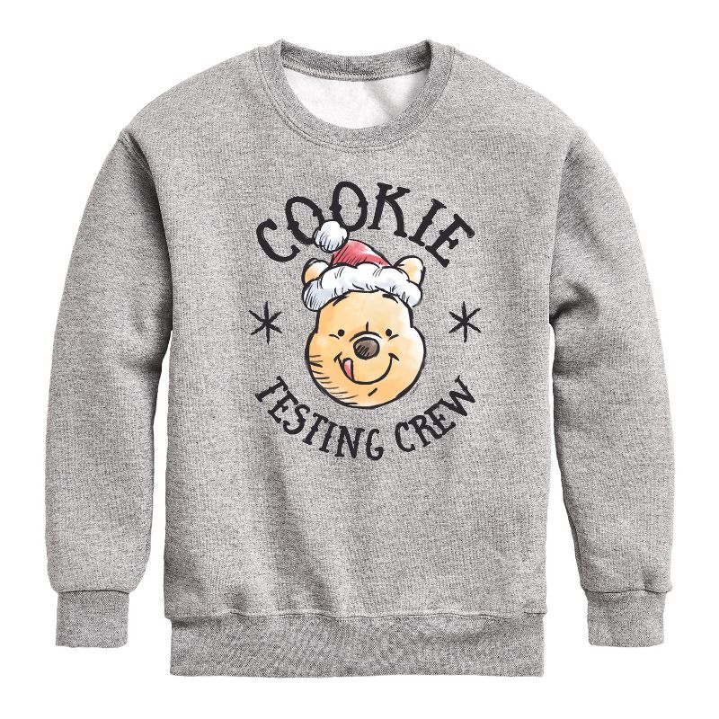 Boys' - Winnie the Pooh - Christmas Cookie Testing Crew Graphic Long Sleeve Fleece Sweatshirt