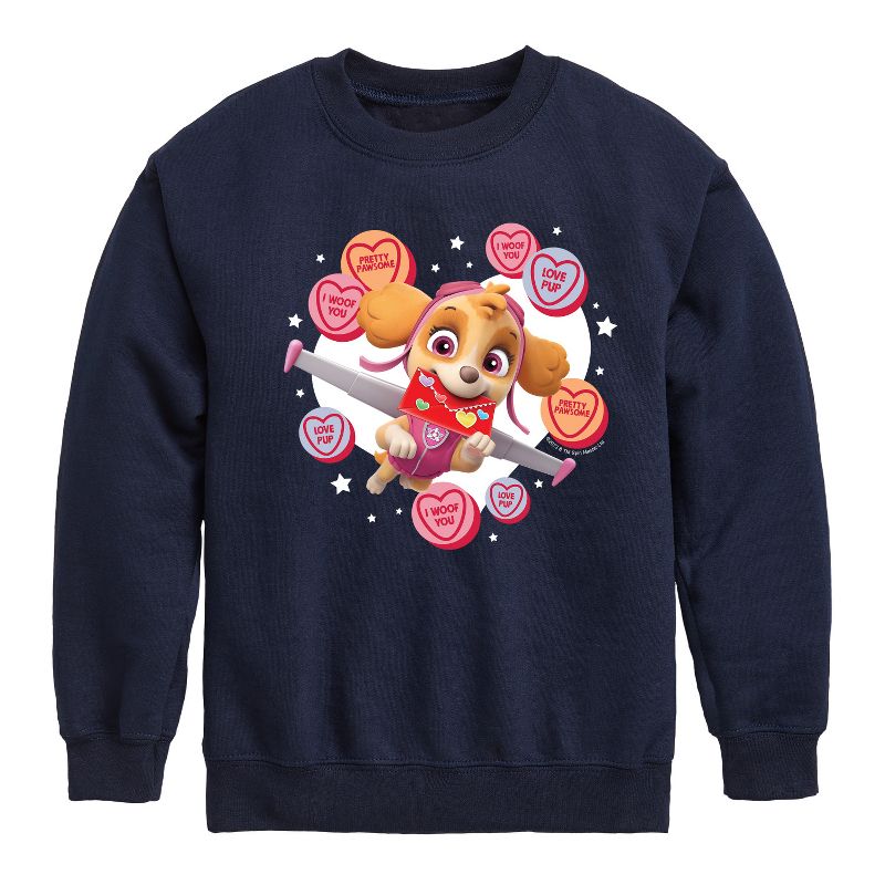 Boys' - Paw Patrol - Skye Conversation Hearts Graphic Long Sleeve Fleece Sweatshirt
