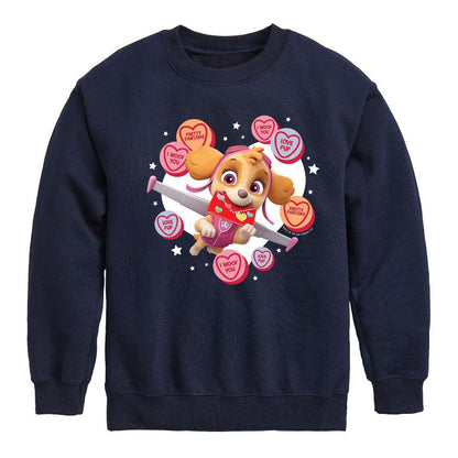 Boys' - Paw Patrol - Skye Conversation Hearts Graphic Long Sleeve Fleece Sweatshirt