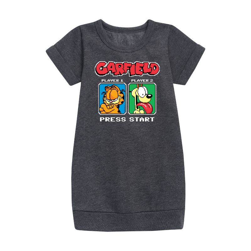 Girls' - Garfield - Garfield Odie Game On Graphic Short Sleeve Fleece Dress