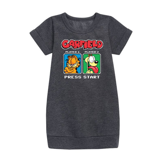 Girls' - Garfield - Garfield Odie Game On Graphic Short Sleeve Fleece Dress