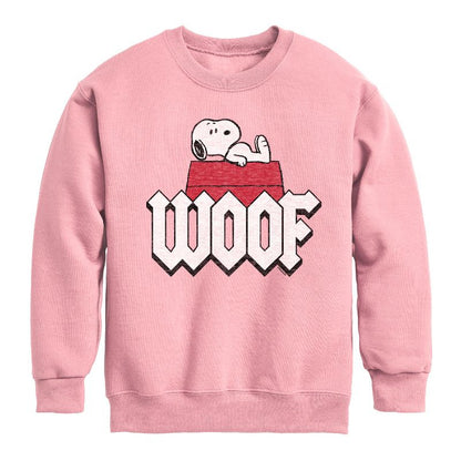 Boys' - Peanuts - Woof Snoopy Graphic Long Sleeve Fleece Sweatshirt