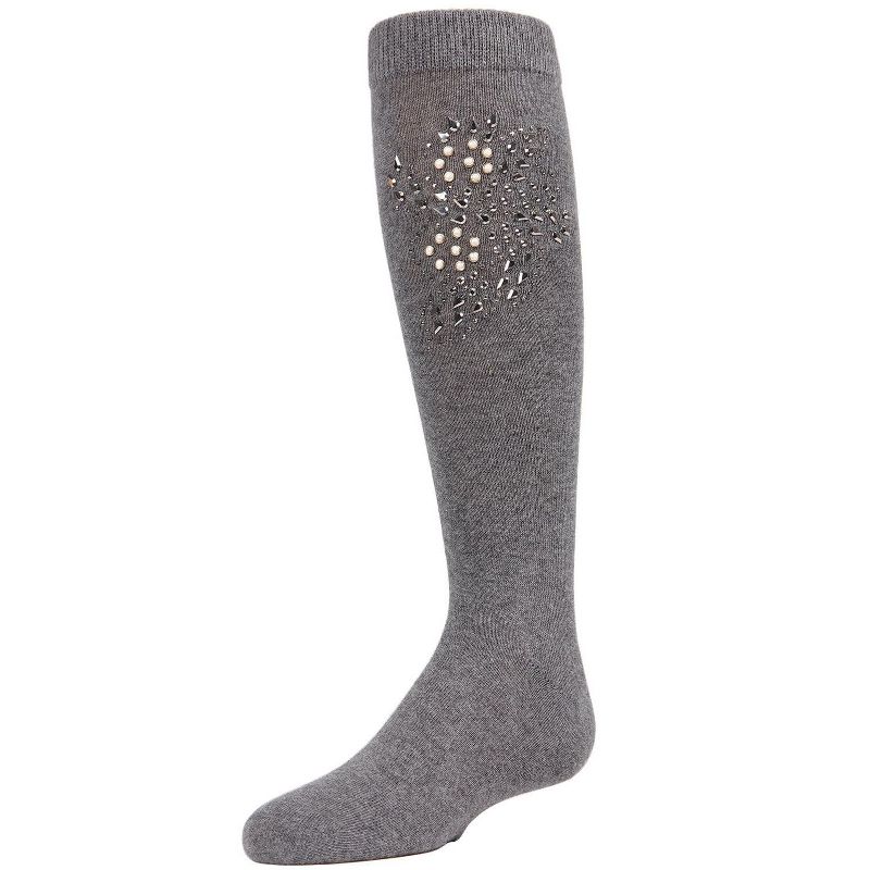 Memoi Jewel Mosaic Girls Combed Cotton Knee High Socks