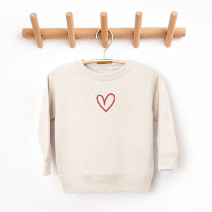 The Juniper Shop Embroidered Hand Drawn Heart Toddler Graphic Sweatshirt