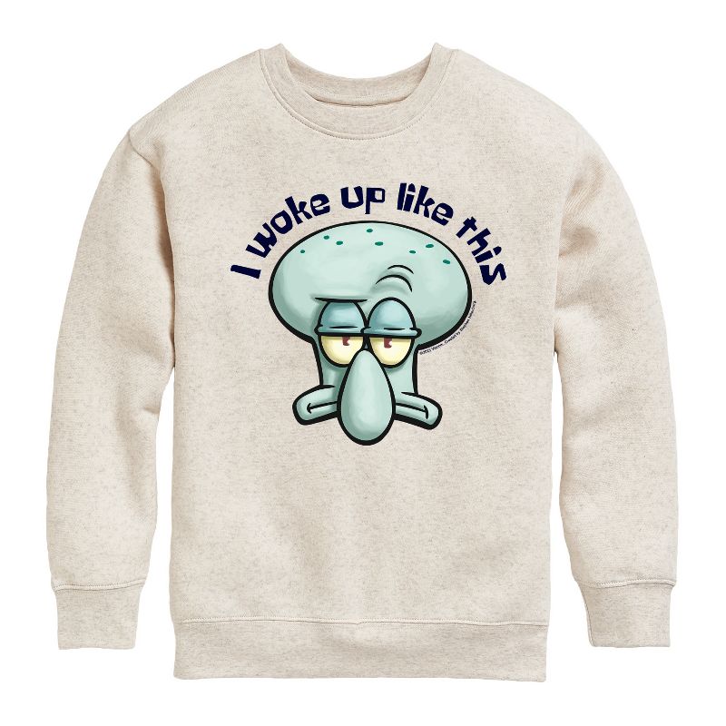 Boys' - SpongeBob SquarePants - I Woke Up Like This Graphic Long Sleeve Fleece Sweatshirt
