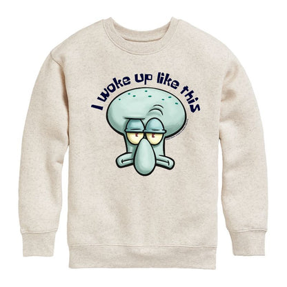 Boys' - SpongeBob SquarePants - I Woke Up Like This Graphic Long Sleeve Fleece Sweatshirt