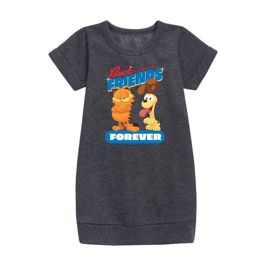 Girls' - Garfield - Best Friends Forever Graphic Short Sleeve Fleece Dress