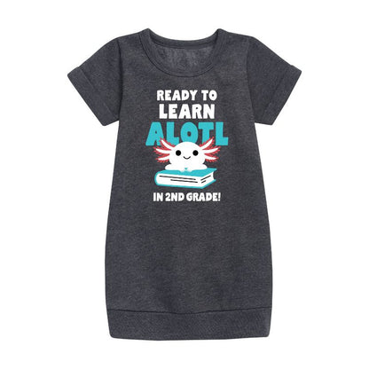 Girls' - Instant Message - Learn Alotl In 2nd Grade Graphic Short Sleeve Fleece Dress