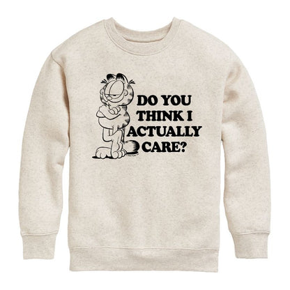 Boys' - Garfield - Do You Think I Actually Care Graphic Long Sleeve Fleece Sweatshirt