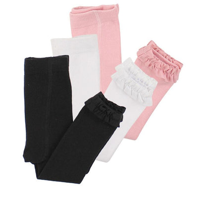 RuffleButts Girls 3-Pack Footless Ruffle Tights