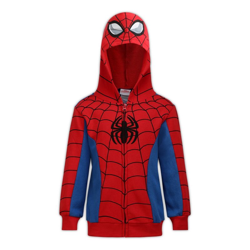 سويت شيرت بغطاء رأس وسحّاب من Marvel Spider-Man للأولاد الصغار والكبار