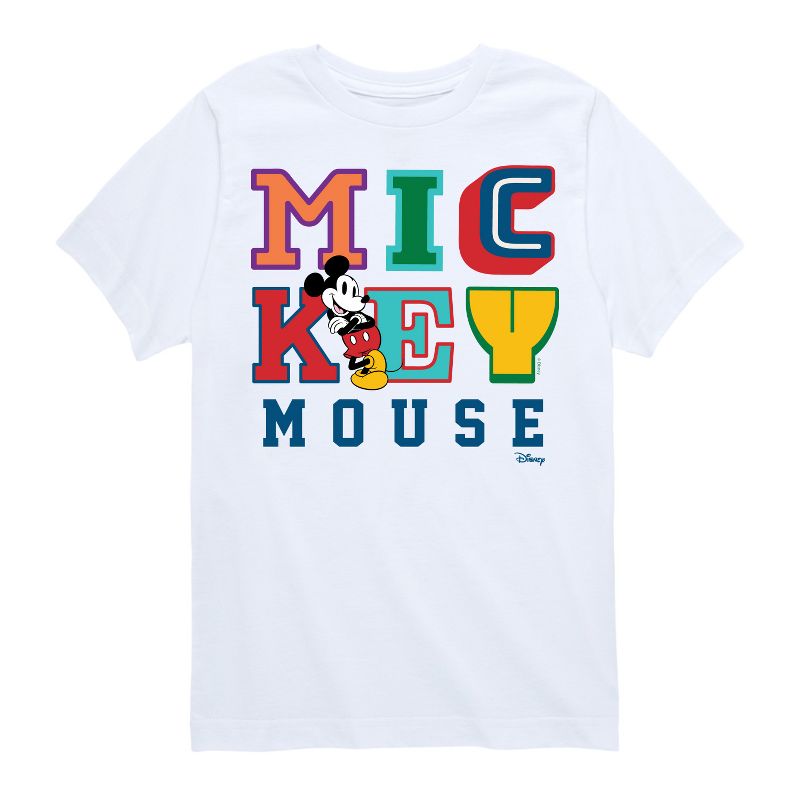 Boys' - Disney - Mickey Mouse Different Letters Short Sleeve Graphic T-Shirt