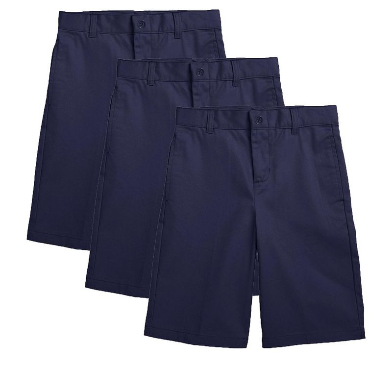 Galaxy Approved Boy's Stretch Slim Fit School Uniform Twill Shorts-3 Pack