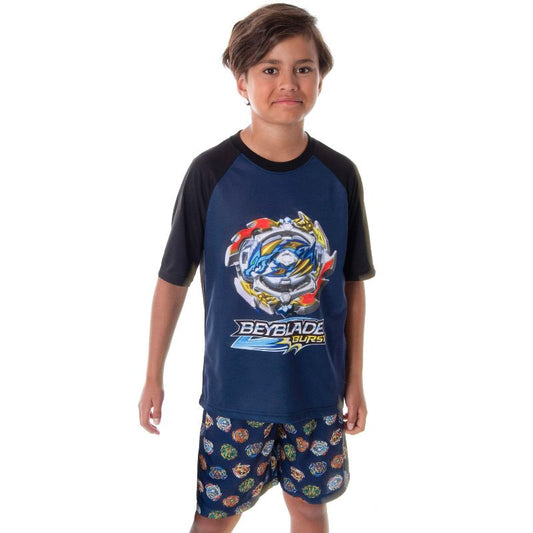 طقم بيجامة من قطعتين من Beyblade Burst للأولاد، مكون من شورت وتيشيرت، Beyblade - Ace Dragon