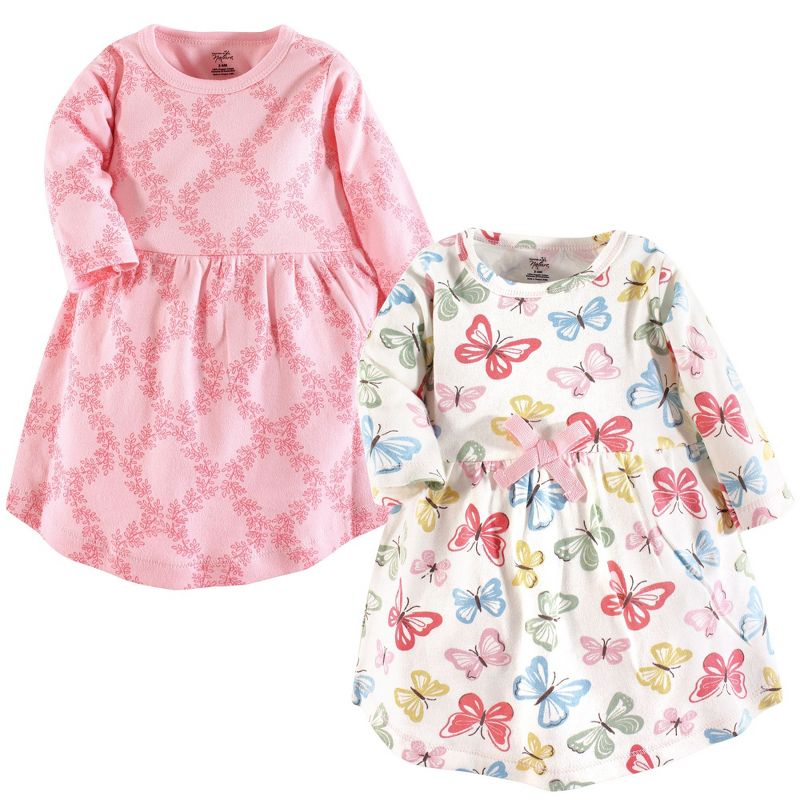 فساتين طويلة الأكمام من القطن العضوي للفتيات الكبيرات والشباب من Touched by Nature، قطعتان، بنقشة فراشات