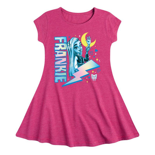 Girls' - Monster High - Blue Ink Frankie Fit & Flair Cap Sleeve Dress