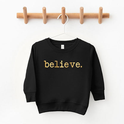 The Juniper Shop Believe Puff Print Toddler Graphic Sweatshirt