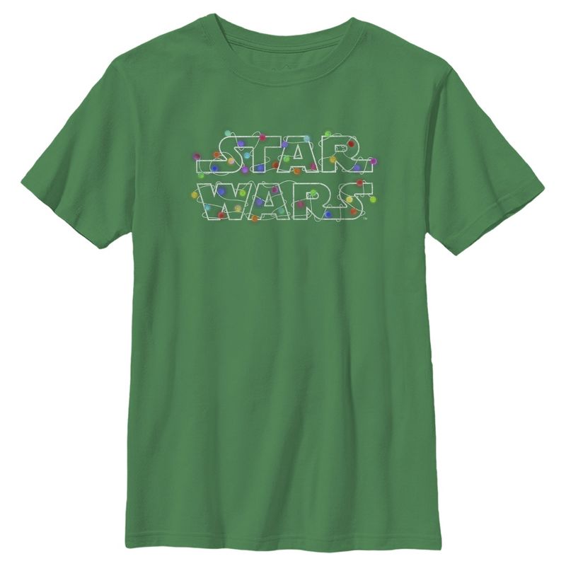 Boy's Star Wars Christmas Logo String Lights T-Shirt