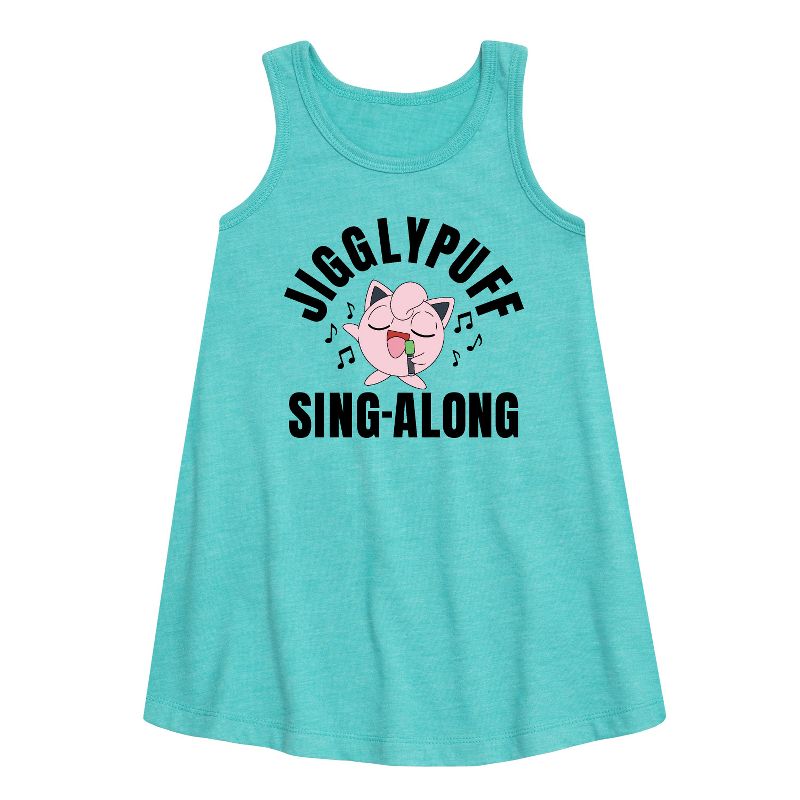 فستان جيغي باف الجرافيكي بدون أكمام بتصميم خطي للفتيات - بوكيمون