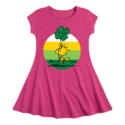 Girls' - Peanuts - Woodstock Shamrock Fit & Flair Cap Sleeve Dress