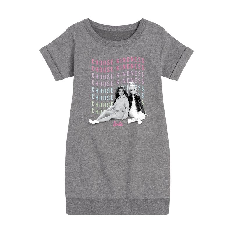 Girls' - Barbie - Choose Kindness Graphic Short Sleeve Fleece Dress