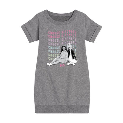 Girls' - Barbie - Choose Kindness Graphic Short Sleeve Fleece Dress