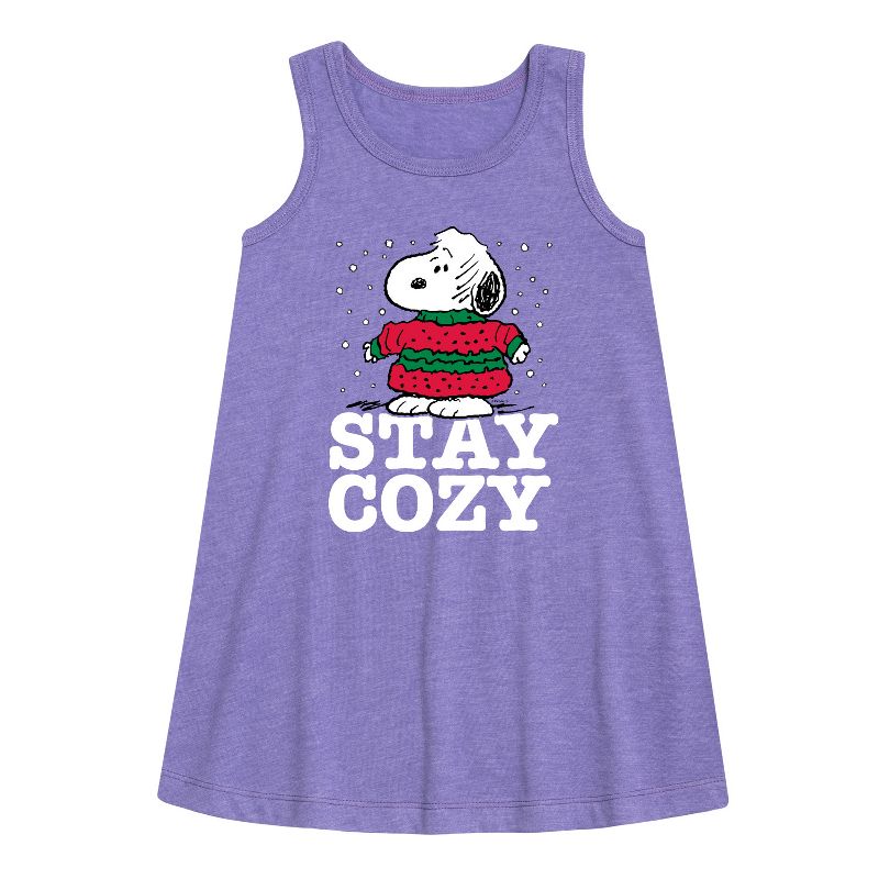 فستان بناتي مريح بدون أكمام بتصميم جرافيكي من Peanuts