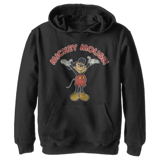 Boy's Disney Mickey Mouse Retro Distressed Pull Over Hoodie