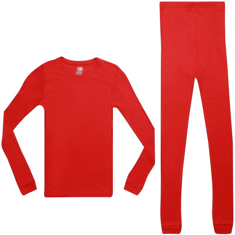 Just Love Girls Solid Pajama Sets - Snug Fitting Ribbed PJ Tops & Bottoms for Girls