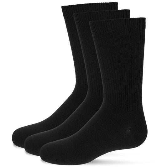 Memoi Boys' 3 Pair Pack Thin Ribbed Cotton Blend Crew Socks