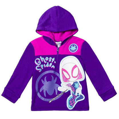 Marvel Spidey and His Amazing Friends Ghost-Spider Miles Morales Spider-Man Fleece Half Zip Hoodie Toddler to Little Kid