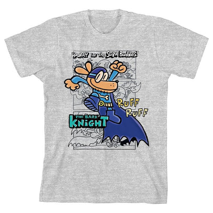 Dog Man Hand Drawn Dog With Colorful Logo, The Bark Knight on Athletic Heather Youth T-Shirt