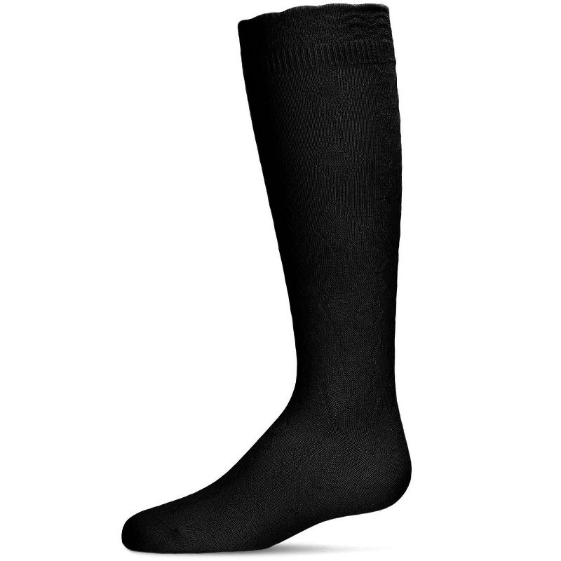 Memoi Diamond Zag Knee High Sock with Scalloped Cuff