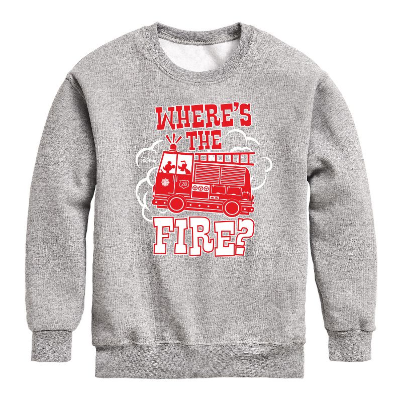 Boys' - Disney - Wheres The Fire Graphic Long Sleeve Fleece Sweatshirt