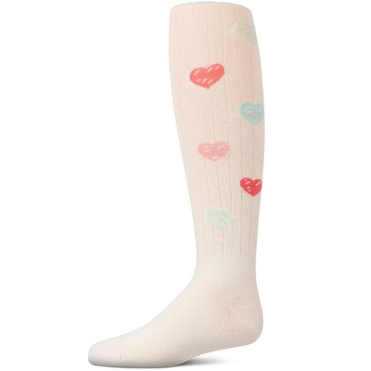 Memoi Girls' Multi Heart Graffiti Cotton Tights