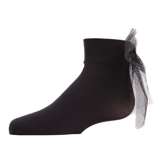 Memoi Microfiber Tulle Bow Anklet Socks