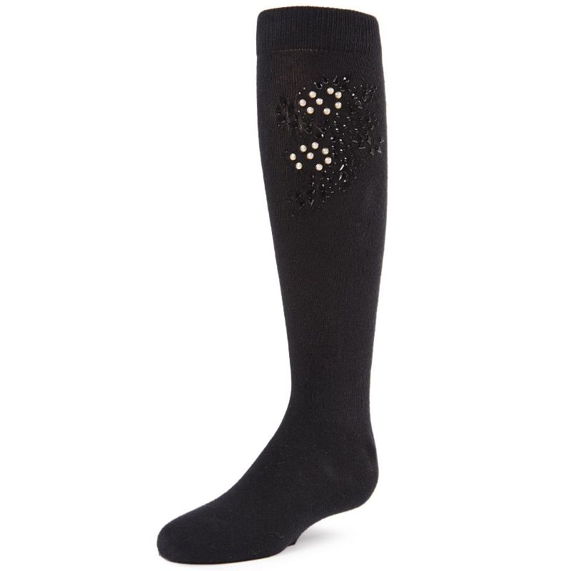 Memoi Jewel Mosaic Girls Combed Cotton Knee High Socks